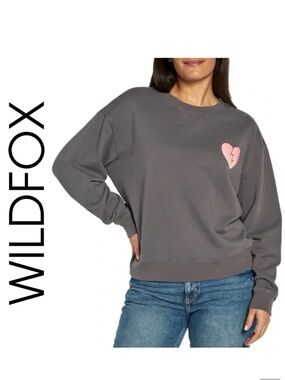 NWT Wildfox Broken Heart "I Wish It Was Saturday" Pullover Sweatshirt XXL Gray